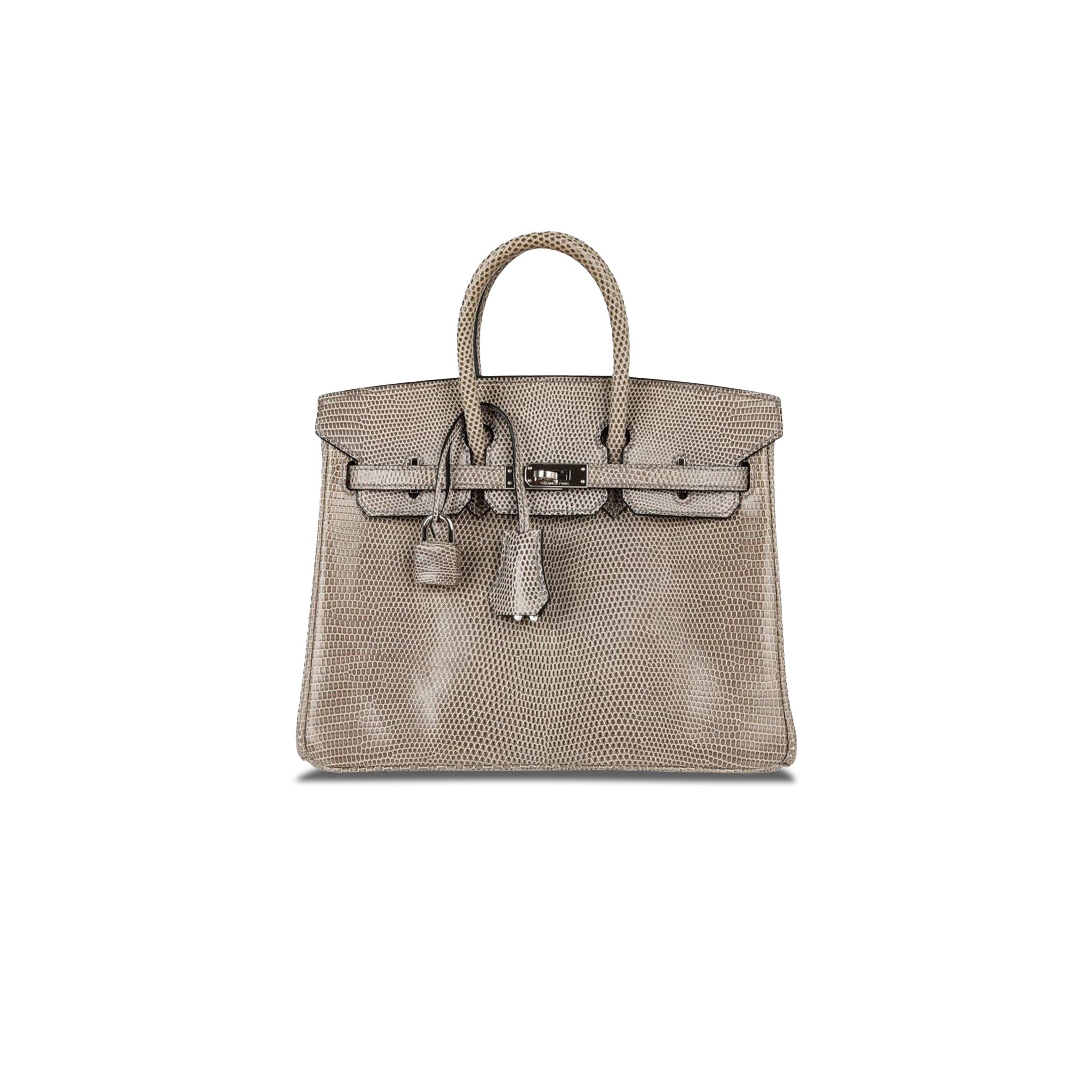 HERMÈS MASTER BIRKIN 30 LIZARD ELEPHANT GREY SILVER BUCKLE H028352CA57 (30*22*16cm)